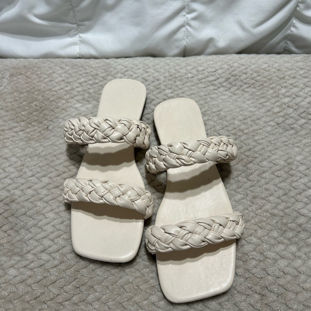 Elegant Beige Braided Women's Sandals